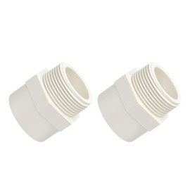 METALLIXITY PVC Hose Adapter, (G1-1/2 Male Thread) 2Pcs, PVC Pipe Fitting Furniture Connector - for Water Supplies Build, DIY, Garden Shelf Greenhouse, White