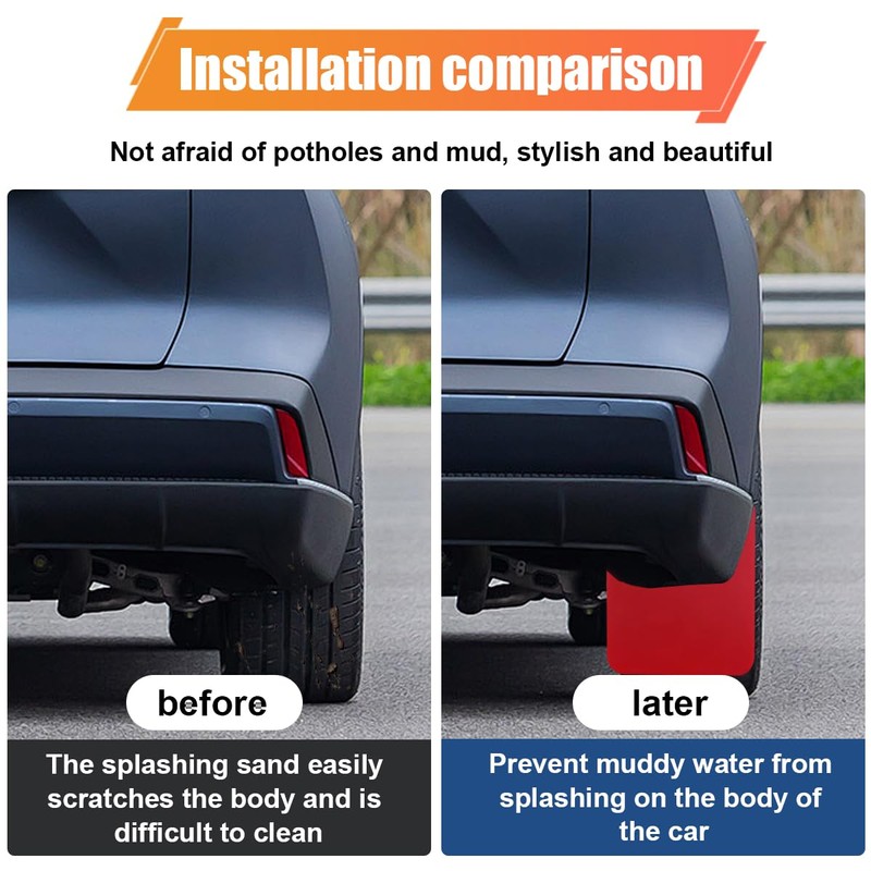 ZIMISI 4PCS Universal Car Mud Flaps, Bendable Splash Guards with