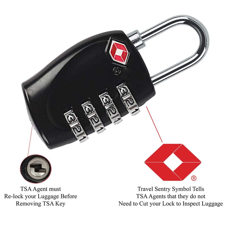 4 Dial Digit TSA Approved Travel Luggage Locks Combination for