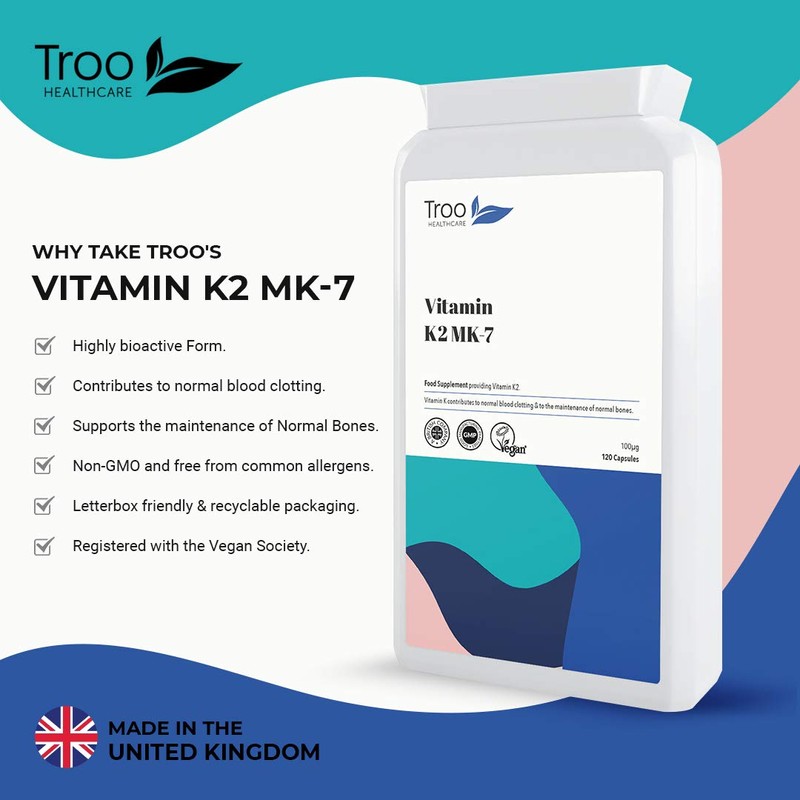 Troo Vitamin K2 MK-7 100mcg 120 Capsules - Highly Bioactive