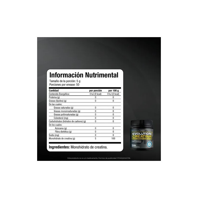 Creatina Monohidratada Pura En Polvo 50 Porciones Bote 250g