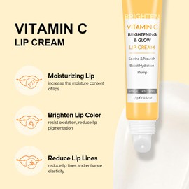 NEUTRIHERBS Lip Cream, Vitamin C Lip Balm to Nourish and Soothes Dry, Cracked Lips, Repair Chapped Lips with Squalane, Portable Lip Treatment - 0.52 oz