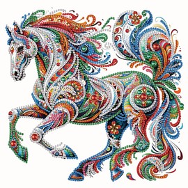 WSLWXSHM 5D Special Shape Diamond Art Kits for Beginners, Diamond Painting Kits for Adults Horse, Crystal Rhinestones Diamond Painting for Home Wall Decoration Gift 12×12inch/30×30cm, Animal
