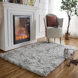 Lambskin Rug Faux Fur Sheepskin Imitation Faux Bed Rug or Mat Soft Rug Faux Fur (Light Grey, 80 x 120 cm)