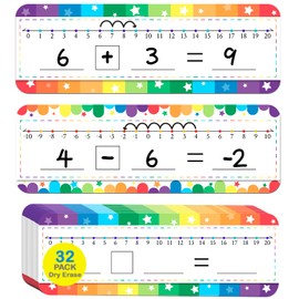32 Pack Number Line Dry Erase White Board Double Sided Classroom Must Haves Math Manipulatives Teacher Supplies for Kindergarten Elementary Special Education Students Homeschool 12"x4"