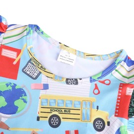 Toddler Girls Back to School Dress Pencil Book Print Dresses Short Sleeves Summer Dress 4-5T