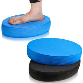 Deekin 2 Pcs Foam Balance Pad Non Slip Stability Trainer Pad Oval Balance Board Exercise Pad Cushion for Women Men Kids Dancing Balance Training Workouts Yoga Physical Therapy, Black and Blue