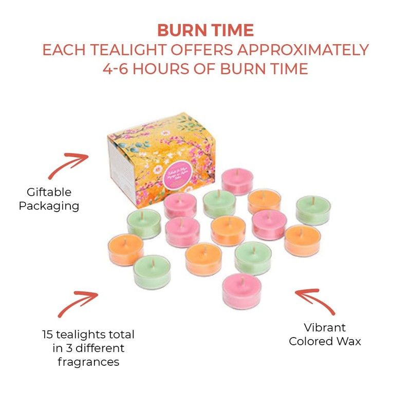 PartyLite 15-Piece Tealight Sampler, Fragranced Tea Light Candles Gift Set,