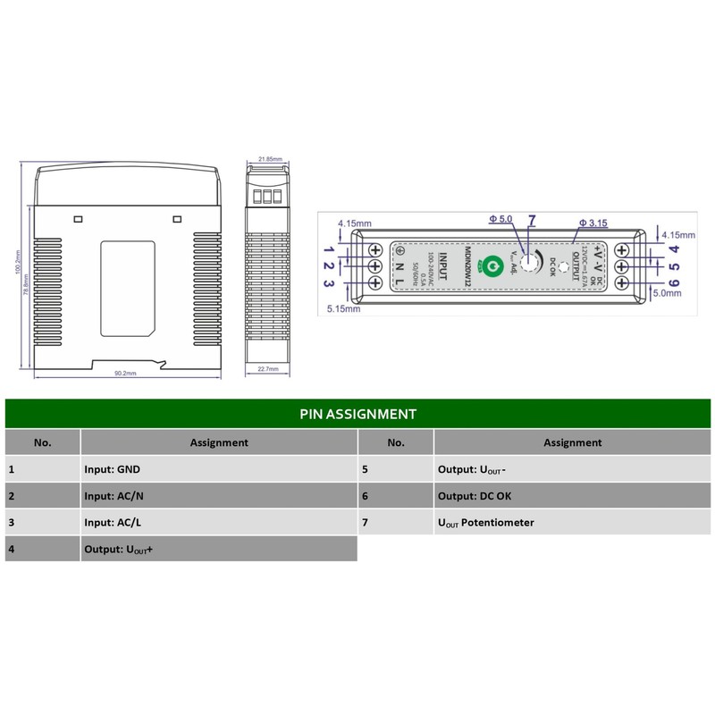 WITTKOWARE MDIN DIN Rail Power Supply Unit