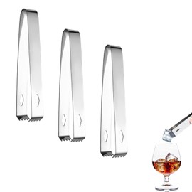 Charming Decor Ice Tongs Ice Tongs Stainless Steel Ice Grab Tongs Anti-Slip Set of 3 Kitchen Camping Picnic Restaurant Bar Tavern Tongs (Silver)