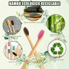 Cepillos De Dientes De Bambú Para Adultos Con Cerdas Suaves, 60 Uds Cepillo de dientes para niños para parejas desechable para hoteles 60ps cepillos  