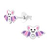 Bat Earrings 925 Sterling Silver with Crystal Stones Pink