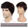 Peluca Para Hombres Cortas Natural Cabello Moda Negra Marrón