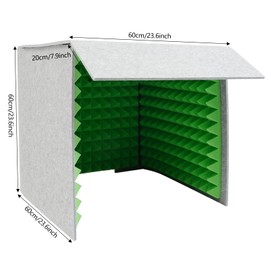 Portable Vocal Recording Booth Desktop Soundproof Cover Modern Square Sound Proof Box Vocal Absorbing Shield Music Recording Equipment Filter Vocal for Microphone Studio Sound Recording (Gray&Green)