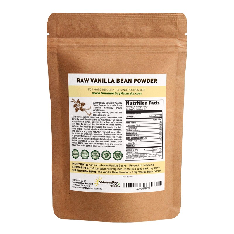 Vanilla Bean Powder, 3.53 Oz - Pure & Raw Ground