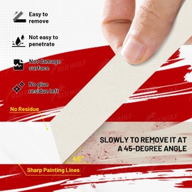 RED WOLF Automotive Refinish Masking Tape, Sharp Paint Line No Residue Painters Tape Car Painting for Vehicle Auto Body Paint Tape Heat Resistance 60 Yards White Beige Tape (6, 0.7" x 60 Yards)