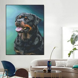 QAZWSX Diamond Painting Kits, 5D Diamond Painting Kits for Adults and Kids, Cute Rottweiler, Full Drill Round Diamond Art for Home Wall Decor-12x16inch