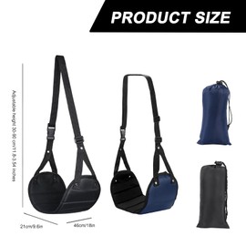 Airplane Footrest, 2 PCS Adjustable Foot Hammock, Adjustable Foot Hammock Under Desk, Provides Relaxation and Comfortable Airplane Foot Rest for Office Dorm Airplane (Black & Navy Blue)