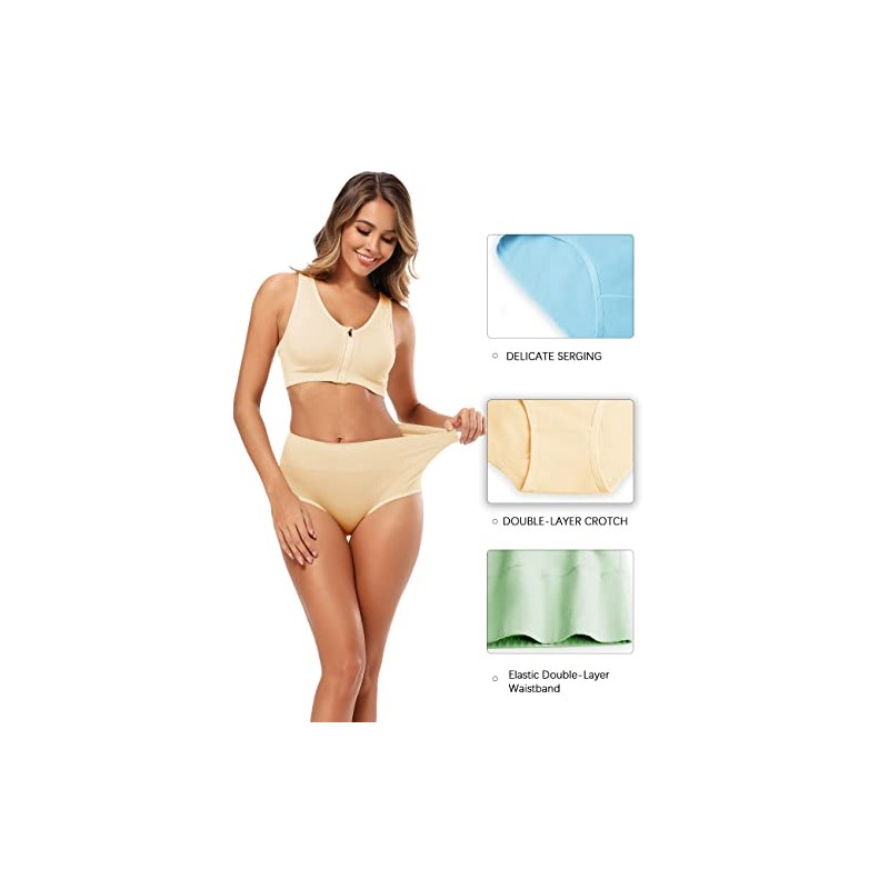Molasus Molasus Women's Soft Cotton Underwear Briefs High Waisted Postpartum