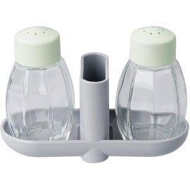 FACKELMANN 33040 Salt Shaker, Pepper Shaker, Cruet, Organic Plastic/Glass, Green, Grey