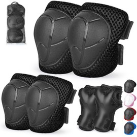 Banzk Kids/Youth Knee Pads and Elbow Pads Set with Wrist Guard 3 in 1 Kids Protective Gear Set for Kids 3-14 Years for Skateboard Roller Skating Skiing Rollerblading Cycling BMX Biking Running Scooter
