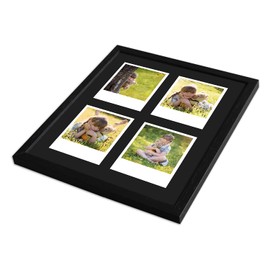 WANDStyle Frame for Polaroid Pictures Series H950 Black Grained Normal Glass with Black Mount for 4 Polaroids