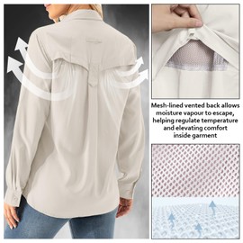 Women's UPF 50+ Long Sleeve UV Shirts Sun Protection Outdoor Cool Quick Dry Fishing Hiking Safari Travel Gardening Shirts,2705,Light Khaki,M