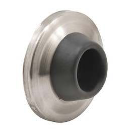PRIME-LINE J 4540 Wall Stop – Protects Walls from Door Knob Damage – 2-5/16” Outside Diameter Stainless Steel Cover with 1-1/8” Gray Round Rubber Bumper – Easy To Install
