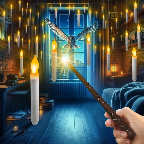 Veol Flameless Floating Candles with Wand Remote 12 PCS, Magic