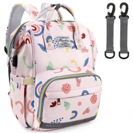 LEcylankEr Changing Bag Backpack Baby Changing Backpack Large Nappy Backpack Multifunctional Nappy Bag with Multiple Compartments Baby Changing Bags for Travel Gift for New Parents, Pink-graffiti, L