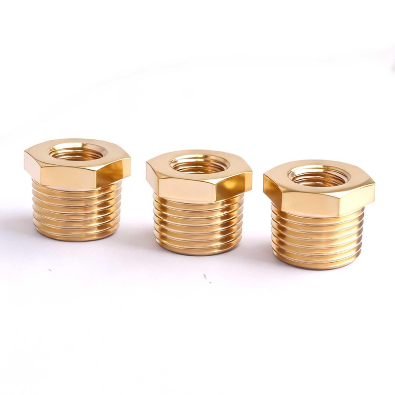 1/2" NPT Male to 1/4" NPT Female Brass Hex Bushing