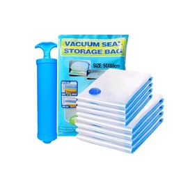 Vacuum Storage Bags with Hand Pump,8pcs Reusable Compression Space Saver Bags,Vaccumed Sealer Clothes Bags to Save 80% More Space for Pillows Comforters Clothes Duvets Bedding