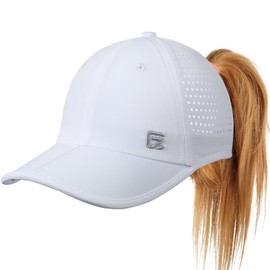 GADIEMKENSD Baseball Cap with Ponytail Hole for Women Sun Hat Running Visor Hat Summer Reflective Hat with Adjustable Cord Fishing Hiking Travel UPF50+ White