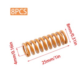 Pine & Linen 8 Pack Yellow 8mm*25mm/0.31"*1" Heating Bed Compression Spring, Stable Leveling Spring for Creality Ender 3/3 Pro / 3 V2, etc.