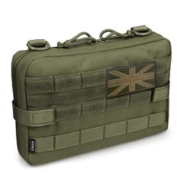 WYNEX Tactical Molle Admin Pouch, Upgrade Material Semi-Hidden Zipper & 1000D Tough Nylon EDC Utility Pouches Tools Bag EMT Utility Map Pocket, IFAK Pack Include UK Flag Patch
