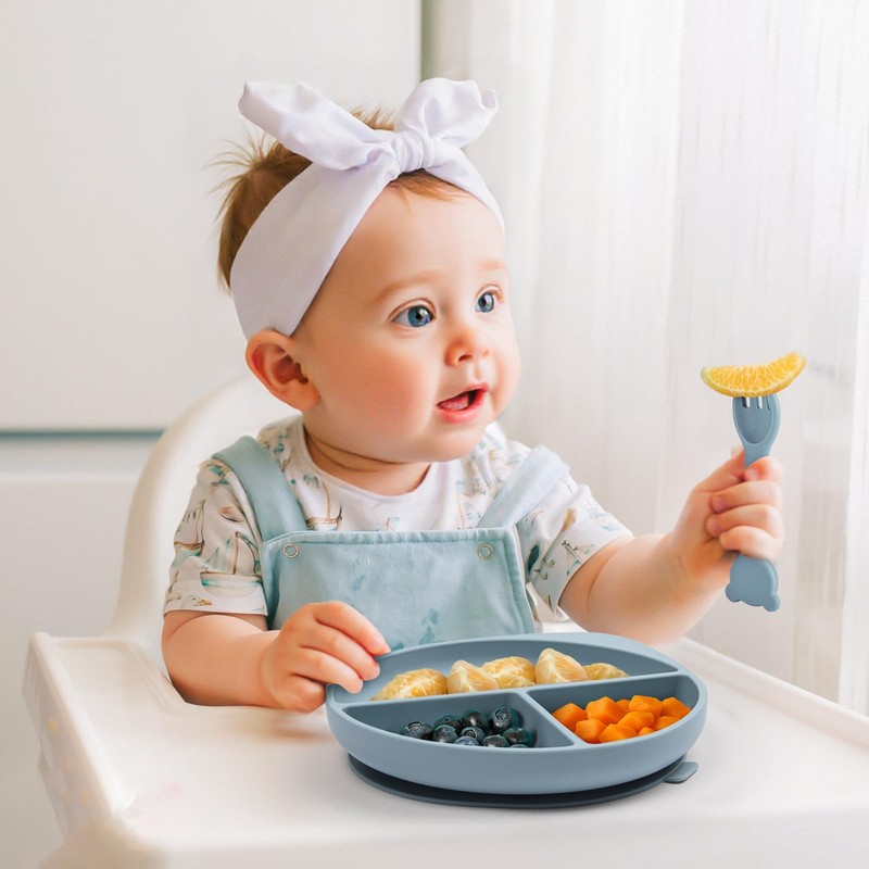 Silicone Baby Feeding Set Plates and Utensils Set for Baby