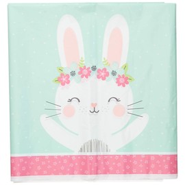Creative Converting Party Supplies, Bunny Party Plastic Tablecloth, Tablecover, Multicolor, 102in X 54In