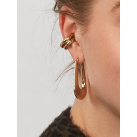 Ear Cuff Earrings for Women No Piercing Chunky Gold Ear Cuffs Helix Cartilage Clip On Wrap Earring Adjustable Ear Cuffs Jewelry for Women (2S)