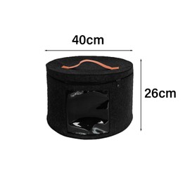 DYOUen Hat Boxes Hat Storage Box Felt Round Hat Box Foldable with Carry Handle and Clear Window for Wardrobe Organization, Travel,Dustproof (black)