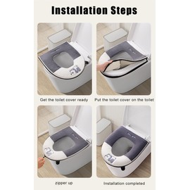 YUIXLIN Toilet Seat Cover for Bathroom, Toilet Seat Cushion Covers Soft Thicker Warmer Washable Toilet Seat Cover Pads with Zipper Handle Home Reusable (Coffee Color)