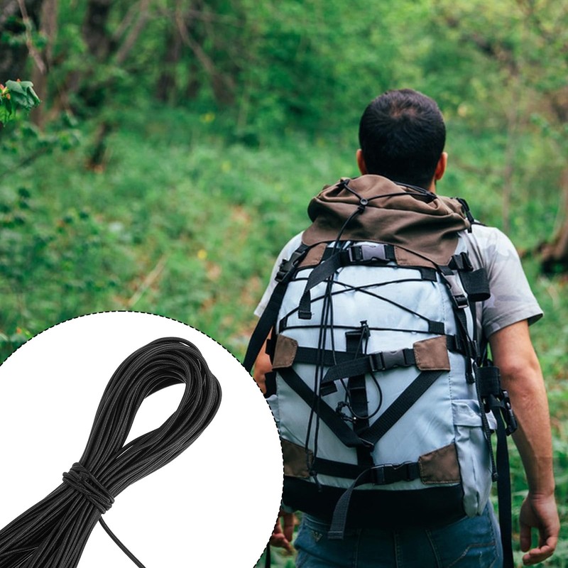 1/16 Inch Elastic Cord (2mm), 66ft Black Heavy Duty Round