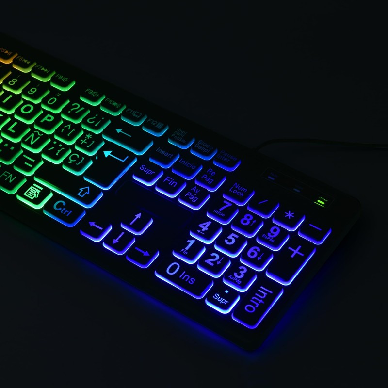USB Wired Spanish Keyboard - 105 Keys QWERTY ANSI Layout