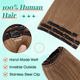 TESS Clip in Hair Extensions for Women UK 3PCS 11Clips #06 Light Brown 20 inch