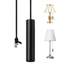 TXErfolg Bathroom Light Pull Cord 6*1.2cm Light Pull Handle with 150cm Light Pull Cord Extension Black Light Switch Pull Cord String Handle Connector for Bathroom Toilet Light Ceiling Light Fan Switch