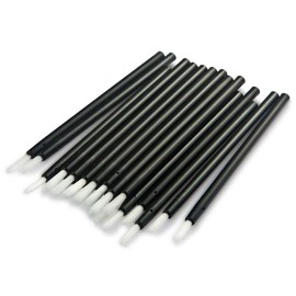 Huachnet Varitas de labios desechables con cabezal de cepillo suave, paquete de 100 (cepillo de labios de pelo de nailon negro)