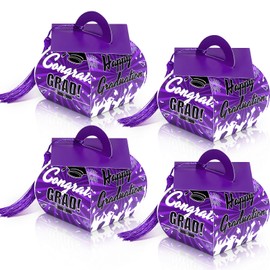 KPOSIYA Graduation Party Favor Boxes 32 pcs Graduation Cap Candy Box with Tassel 2024 Graduation Cap Table Decorations Gift Box for Graduation Party Supplies(Purple)
