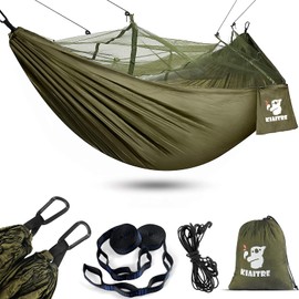 Kiaitre Hammock, Outdoor Hammock with Mosquito Net - Lightweight Nylon Hammock for Backpacking, Camping, Hiking and Beach Adventures - 200 kg Load Capacity