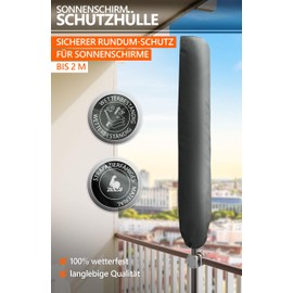 4smile SunnyCover Protective Cover for Parasols up to 200 cm / 200 x 125 cm - Parasol Cover with Zip and Carry Handle, Polyester
