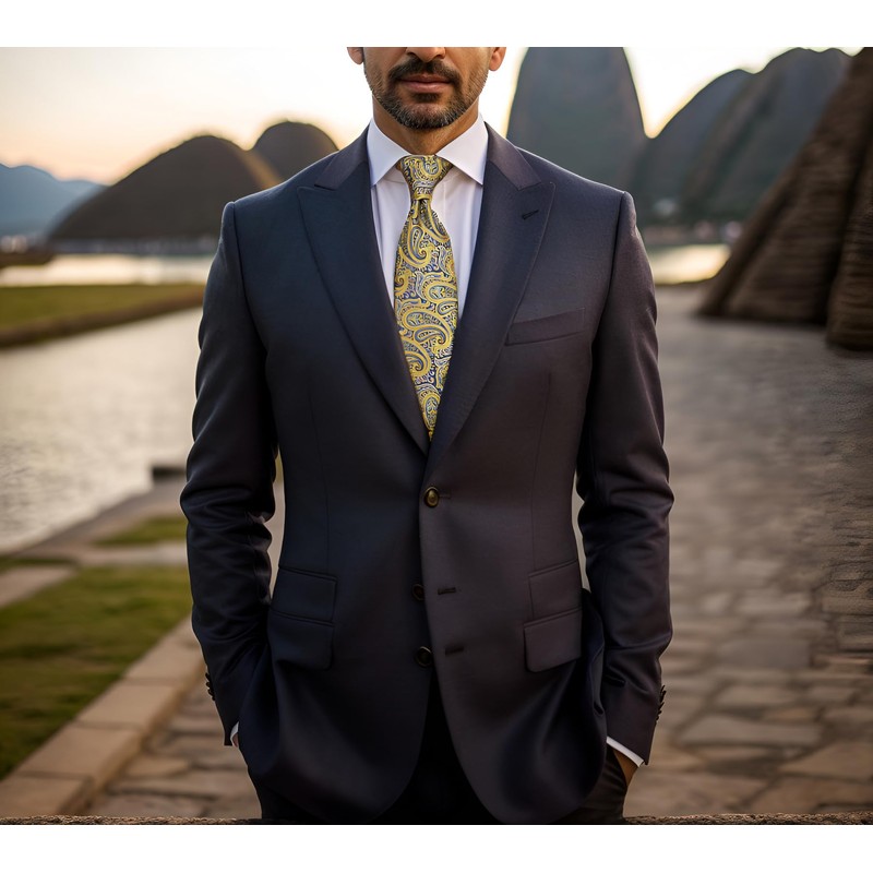 Shlax & Wing Fashion Classic Men's Extra Long Yellow Paisley