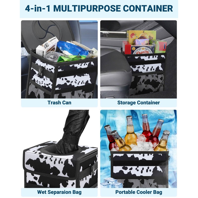 Capolo Car Trash Can with Lid, Leakproof Car Trash Bag